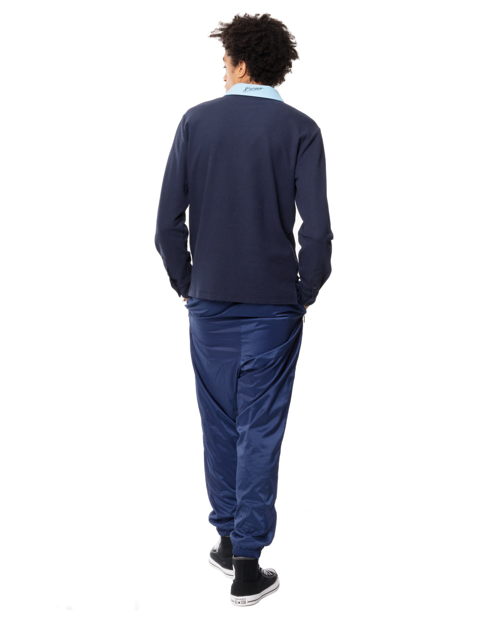 Two-Tone Long Sleeve Script Polo