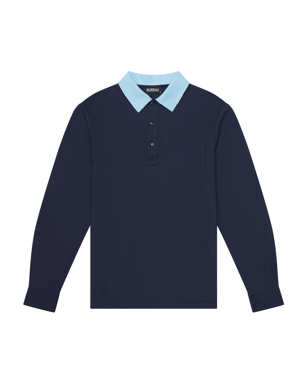 Two-Tone Long Sleeve Script Polo