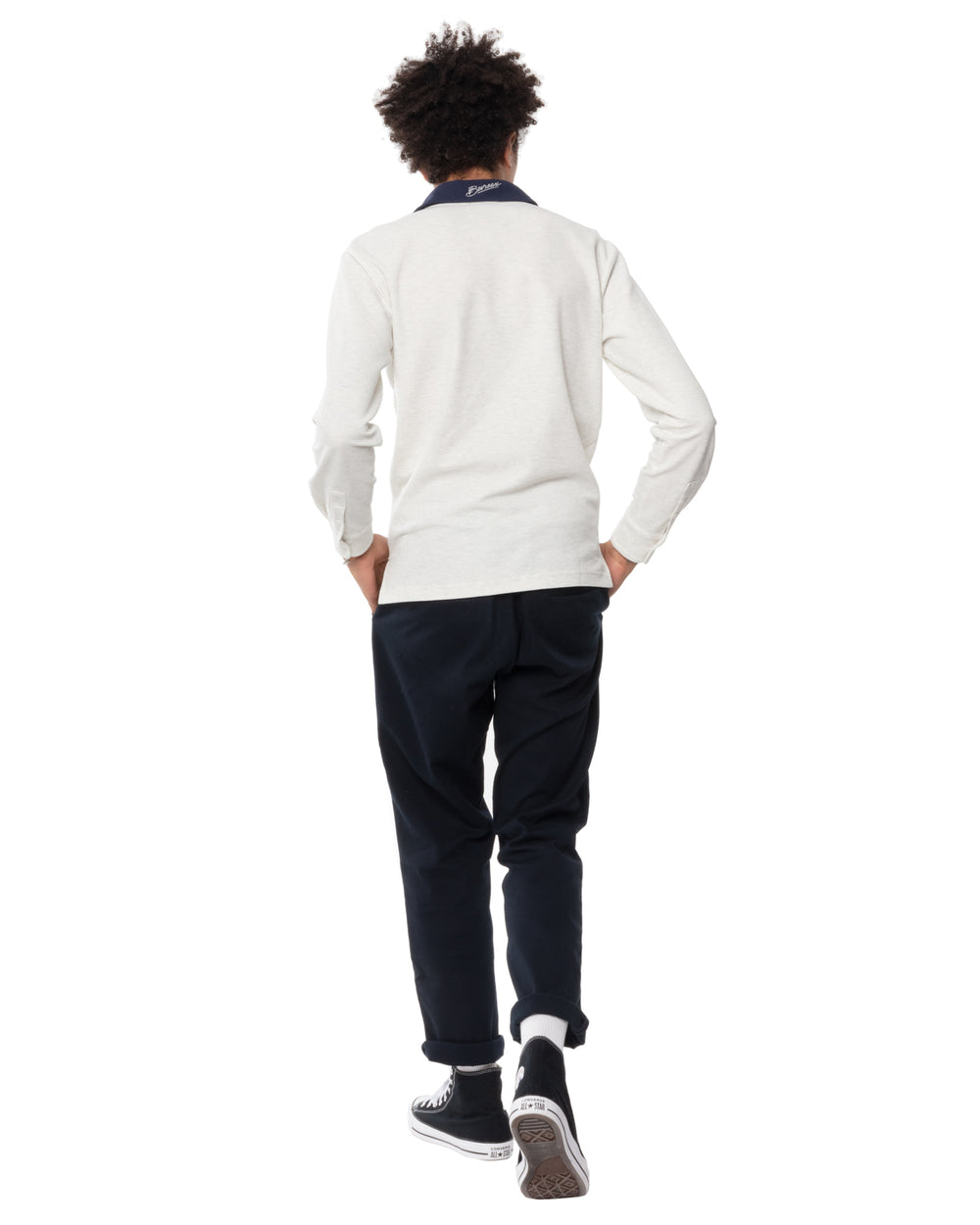 Two-Tone Long Sleeve Script Polo