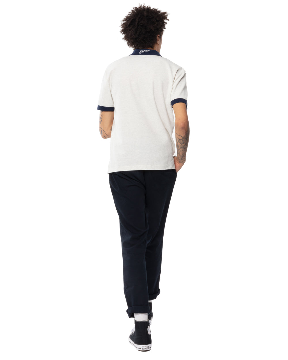 Two-Tone Short Sleeve Script Polo