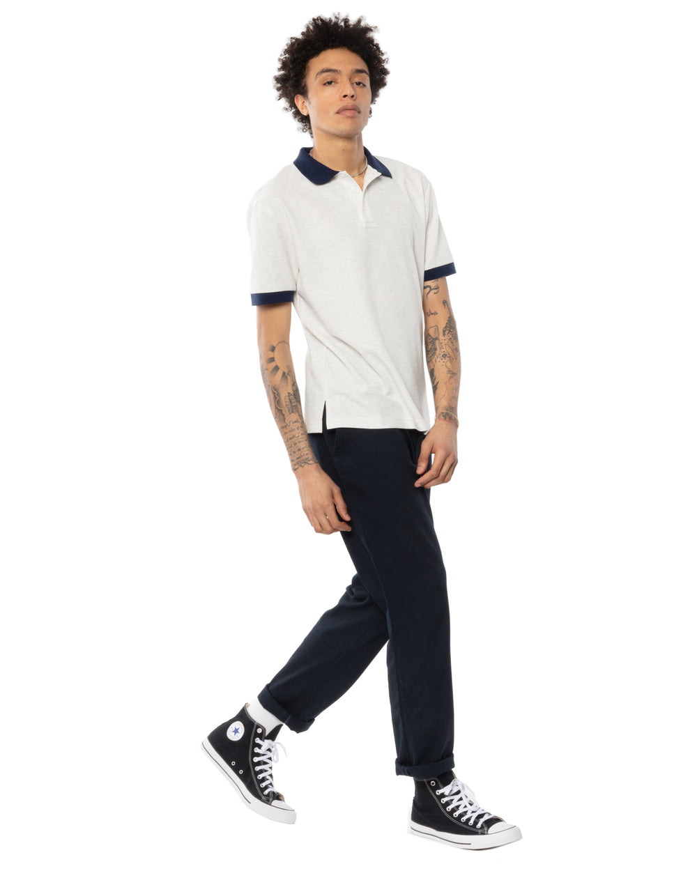 Two-Tone Short Sleeve Script Polo