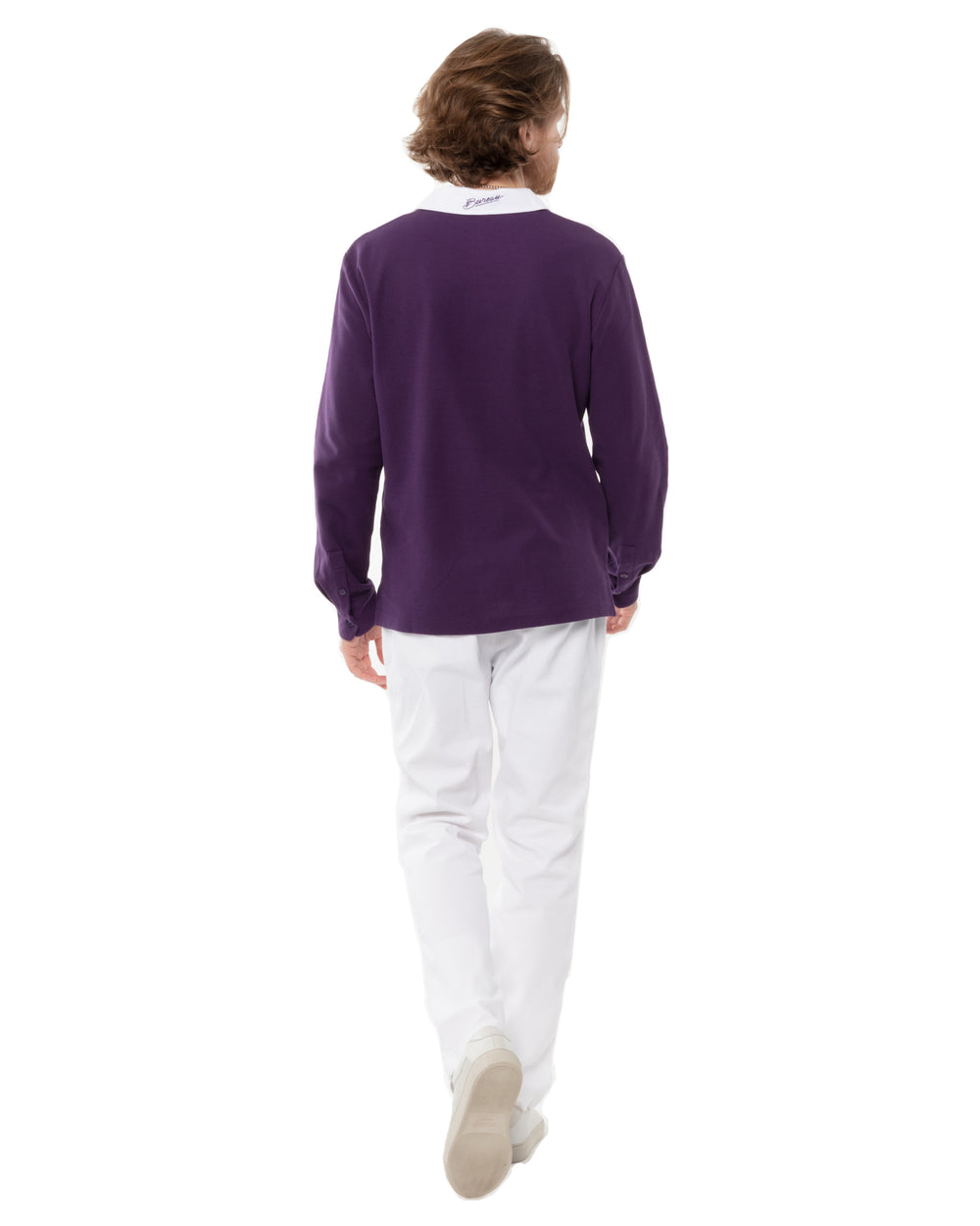 Two-Tone Long Sleeve Script Polo