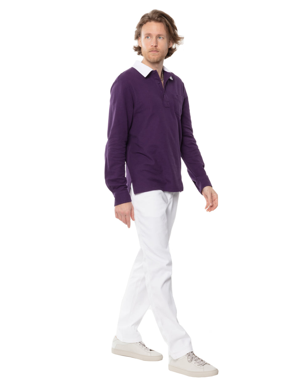 Two-Tone Long Sleeve Script Polo