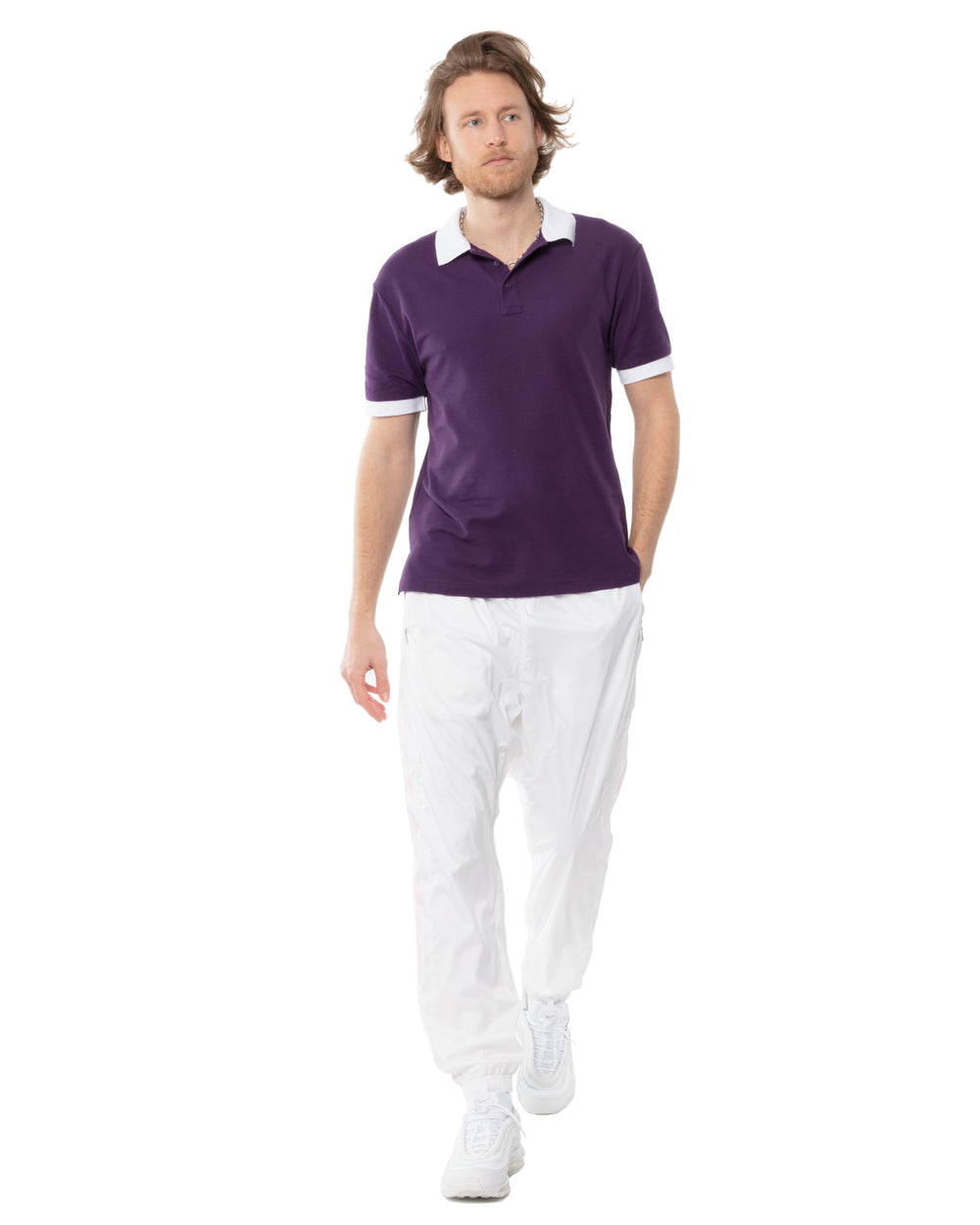 Two-Tone Short Sleeve Script Polo