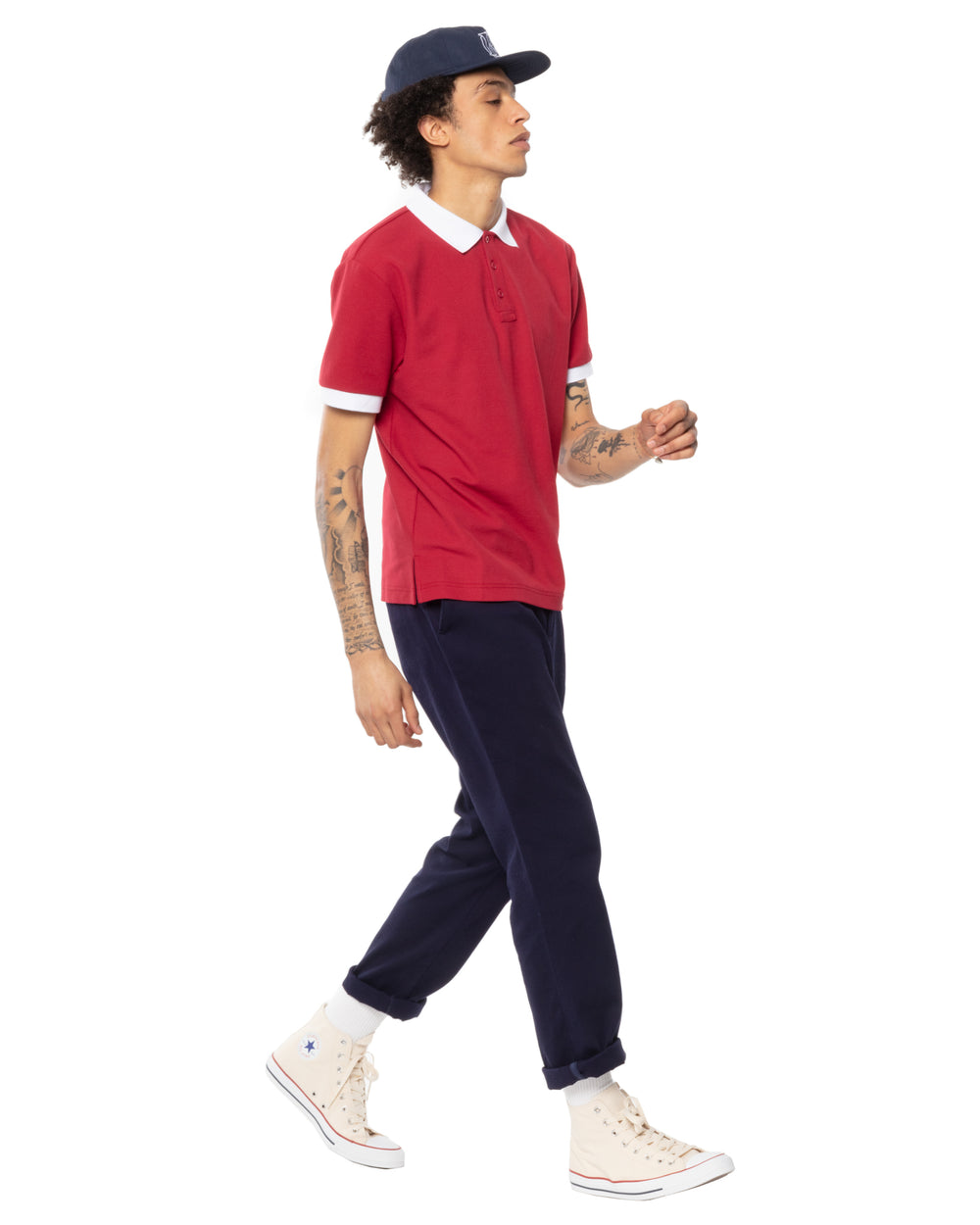 Two-Tone Short Sleeve Script Polo