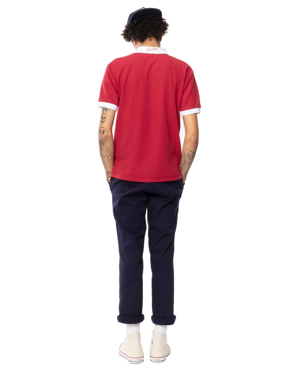Two-Tone Short Sleeve Script Polo