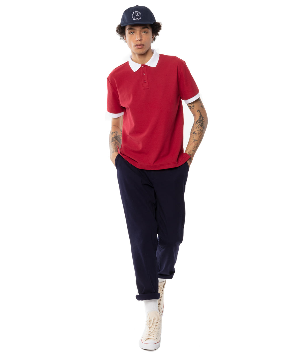 Two-Tone Short Sleeve Script Polo